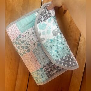 Handmade gender neutral Patchwork Baby Quilt changing pad travel baby essential
